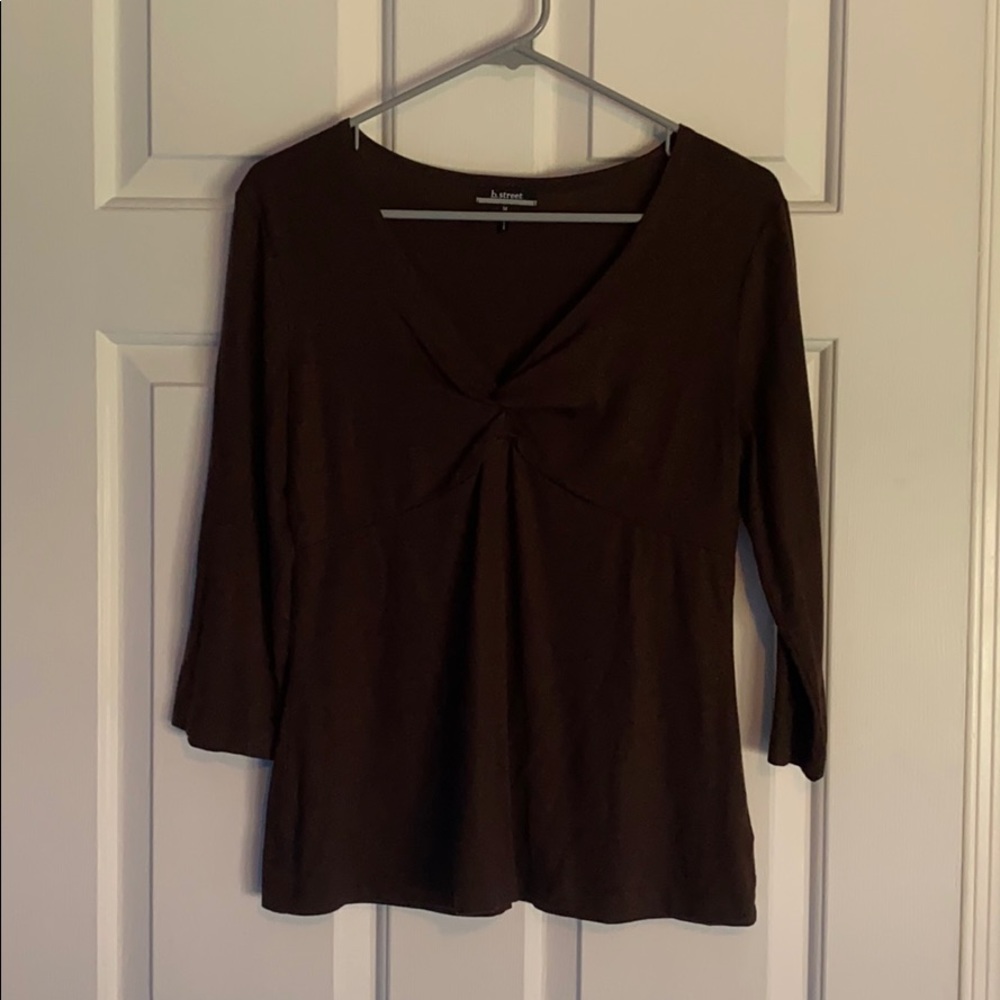 b.street Brown V-Neck Top Size Medium
